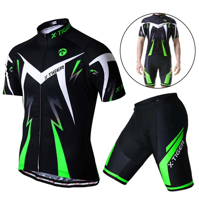 Roupa Conjunto Para Ciclismo Masculino X-Tiger Verde