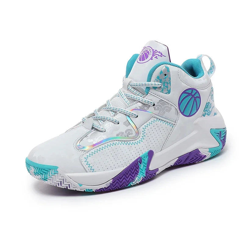 Tênis Sneaker Basketball Athletic Splash Roxo com Azul Claro