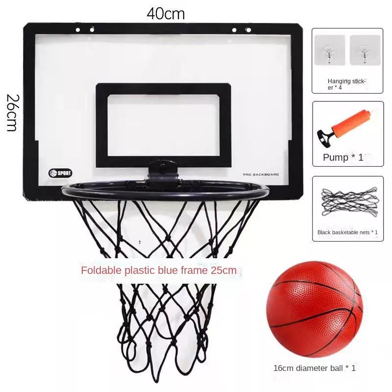 Mini Cesta de Basquete de Parede Portátil com Bola Preto