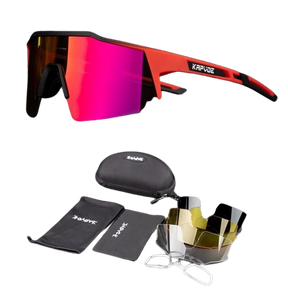 Óculos de Ciclismo & Corrida UV400 com 4 Lentes Polarizadas Kapvoe Vermelho 4