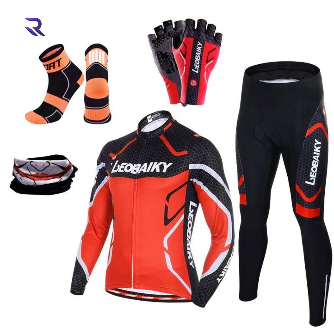 Kit e Conjunto de Ciclismo Inverno Completo RDI Sports® Vermelho