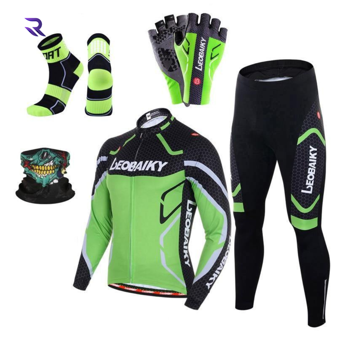 Kit e Conjunto de Ciclismo Inverno Completo RDI Sports® Verde