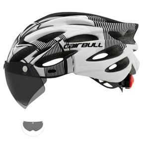 Capacete de Ciclismo CAIRBULL Com LED e Viseira™ Preto Branco