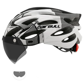 Capacete de Ciclismo CAIRBULL Com LED e Viseira™ Preto/Branco