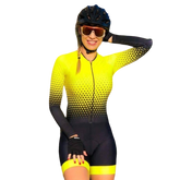 Macaquinho de Ciclismo Feminino Triathlon Amarelo