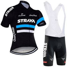 Conjunto de Ciclismo Feminino Strava Azul c Bretelle