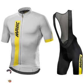 Conjunto Camisa e Bretelle de Ciclismo Mavic MTB Cinza