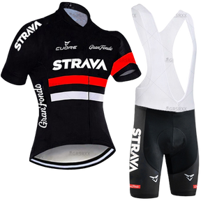 Conjunto de Ciclismo Feminino Strava Vermelho c Bretelle