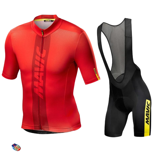 Conjunto Camisa e Bretelle de Ciclismo Mavic MTB Vermelho