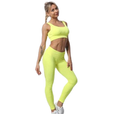 Conjunto Fitness Top e Calça Legging Feminino Training Amarelo