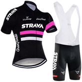 Conjunto de Ciclismo Feminino Strava Rosa c Bretelle