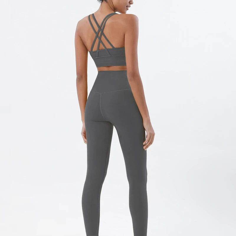 Conjunto Legging Fitness de Yoga Feminino Authentic II Cinza Escuro