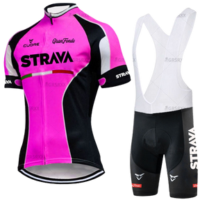 Conjunto de Ciclismo Feminino Strava Pink c Bretelle