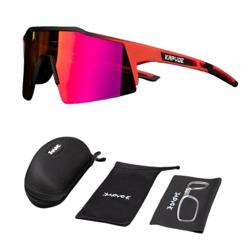 Óculos de Ciclismo & Corrida UV400 Slide Kapvoe Vermelho