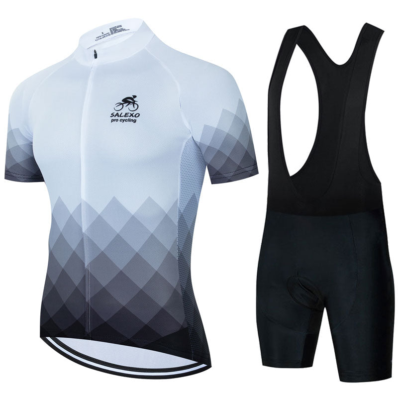 Camisa e Bermuda Bretelle de Ciclismo Gel 19D Branco