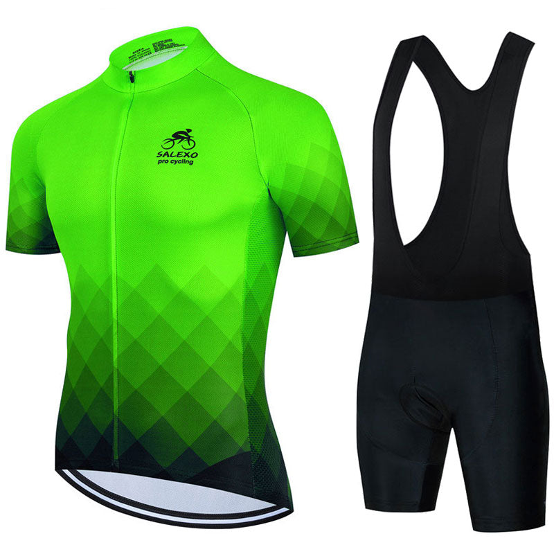 Camisa e Bermuda Bretelle de Ciclismo Gel 19D Verde