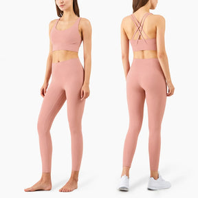 Conjunto Fitness Legging Sem Costura Quick Dry Pastel Rosa