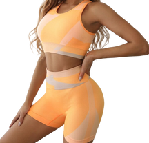 Conjunto Fitness Esportivo Feminino Cintura Alta e Top Laranja