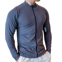 Blusa Fitness Training Dry Fit Athletic Sports com Zíper Cinza