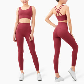 Conjunto Fitness Legging Sem Costura Quick Dry Vermelho