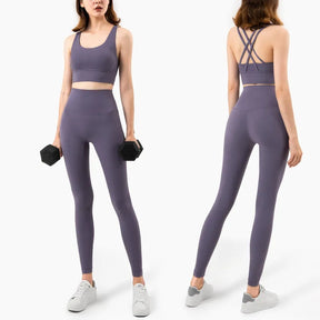 Conjunto Fitness Legging Sem Costura Quick Dry Roxo