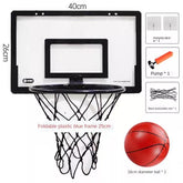 Mini Cesta de Basquete de Parede Portátil com Bola Preto