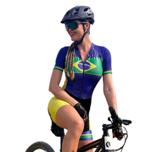 Macaquinho de Ciclismo Triathlon Brasil Azul