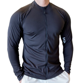 Blusa Fitness Training Dry Fit Athletic Sports com Zíper Preto