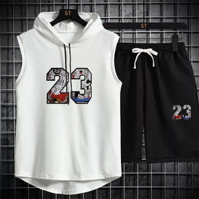 Roupa Conjunto de Basquete Número 23 Regata e Bermuda Branco