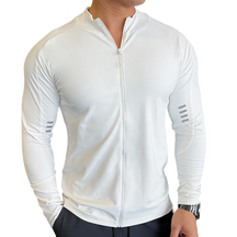 Blusa Fitness Training Dry Fit Athletic Sports com Zíper Branco