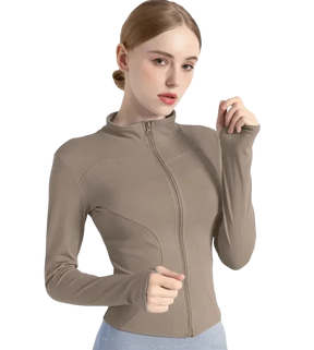 Casaco Esportivo Feminino com Zíper ActiveWear Marrom