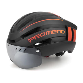 Capacete de Ciclismo PROMEND + Viseira e LED Capacete Promend Vermelho