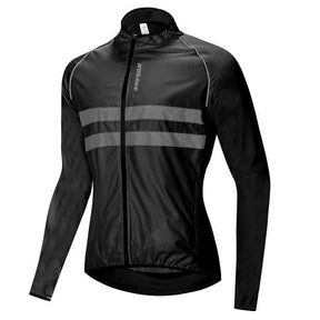 Blusa Corta Vento Manga Comprida Para Ciclismo Preto