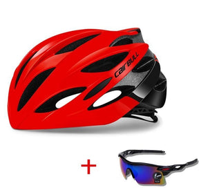 Capacete Ultraleve CAIRBULL + Brinde Óculos de Ciclismo Vermelho + Óculos