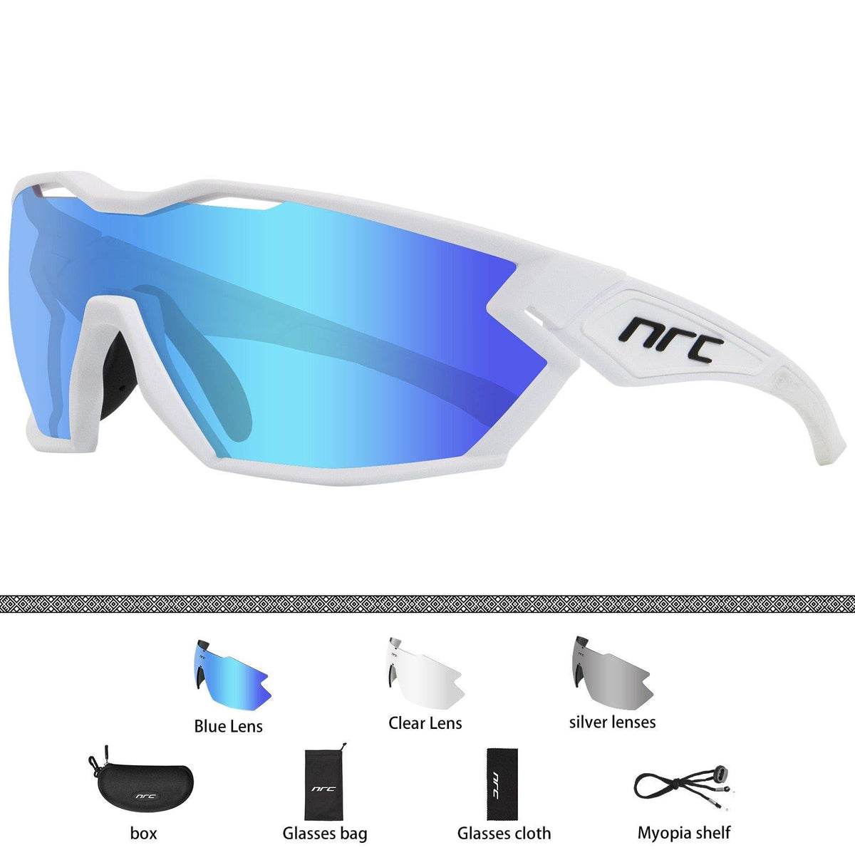 Óculos de Ciclismo Fotocromático Polarizado NRC Branco 3