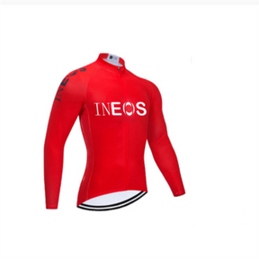 Conjunto de Ciclismo Ineos Respirável Manga Longa Blusa Vermelha