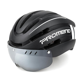 Capacete de Ciclismo PROMEND + Viseira e LED Capacete Promend Preto