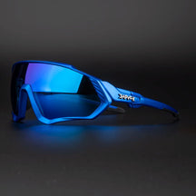Óculos de Ciclismo com 5 Lentes Polarizadas Kapvoe Azul Metálico 5