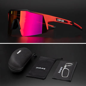 Óculos de Ciclismo & Corrida UV400 Slide Kapvoe com 3 Lentes Inclusas Vermelho