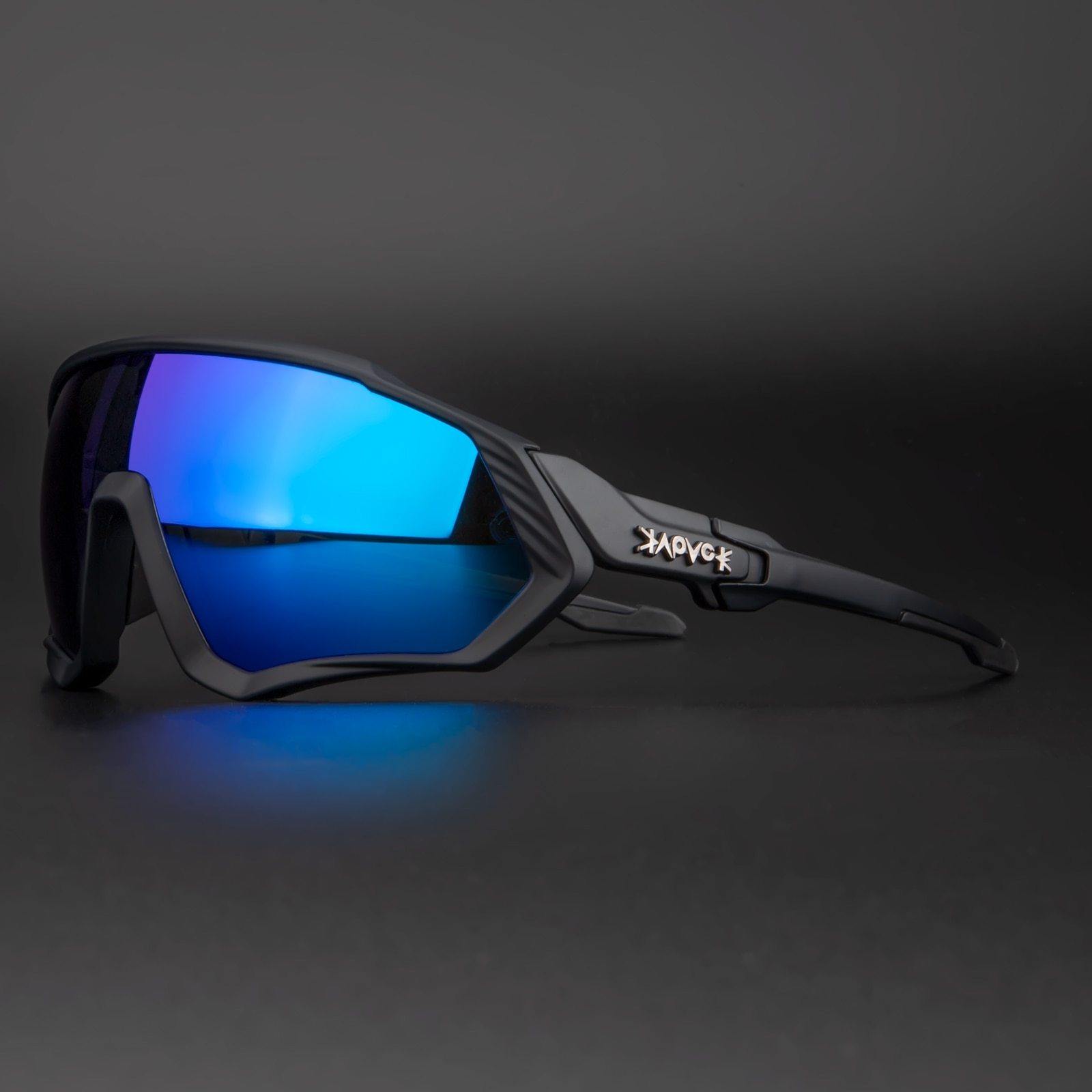 Óculos de Ciclismo com 5 Lentes Polarizadas Kapvoe Preto com Azul 5